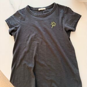 Short Sleeve Crewneck T-Shirt with Palm Motif - Charcoal